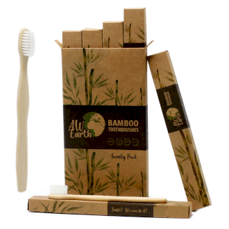 Caixas com 4 escovas de bambu-branco-2 adultos 2 crianças - Ecoaura
